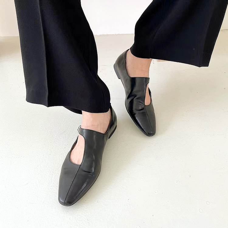 单鞋纯色低跟镂空个性复古