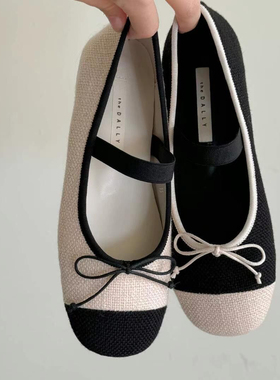 水之心浪漫蝴蝶结小香风一字带玛丽珍女鞋单鞋2025东大门春新款