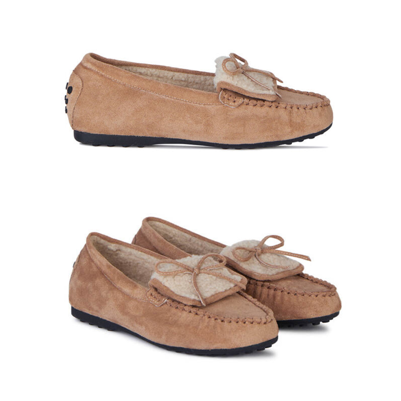 现货水之心甜美绒面舒适加绒中口平底套脚单鞋奶奶鞋女首尔2025冬