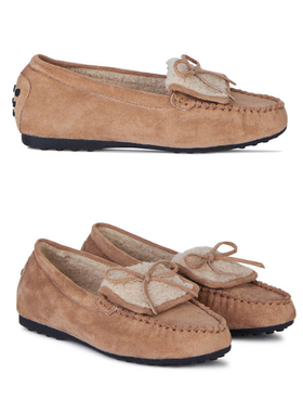 现货水之心甜美绒面舒适加绒中口平底套脚单鞋奶奶鞋女首尔2025冬