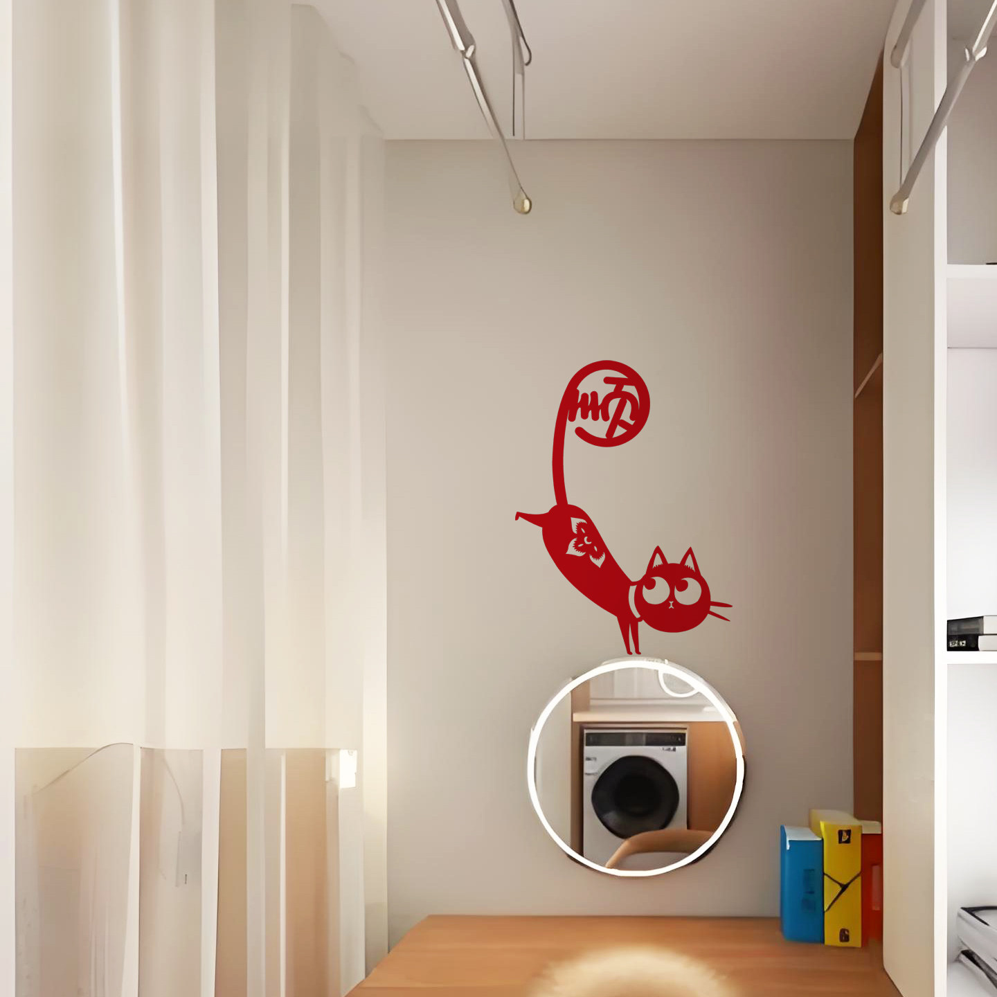 小猫五福临门春节福字門貼剪纸窗花小贴猫咪福贴文字可定制