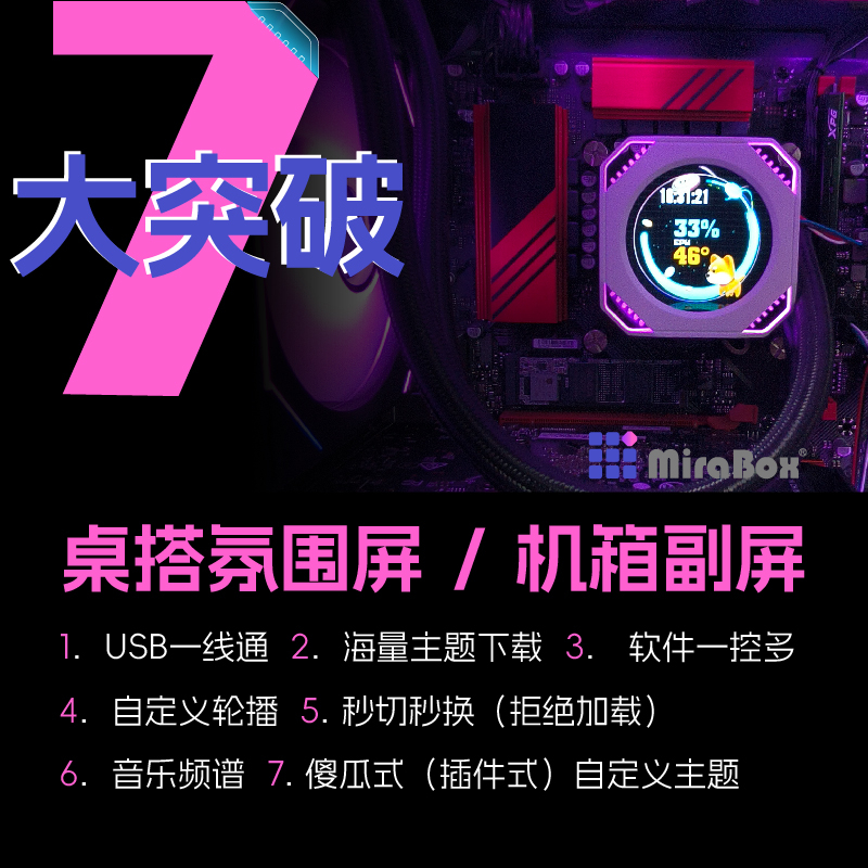 DR21机箱小副屏水冷屏幕温度监控显示器海景房电脑主机装饰
