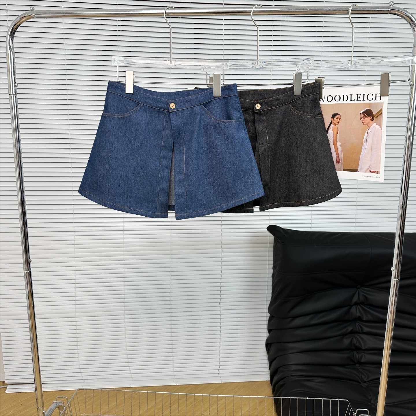 夏季穿搭全棉牛仔一片式纽扣小屁帘遮跨叠穿外搭女A字口袋半身裙