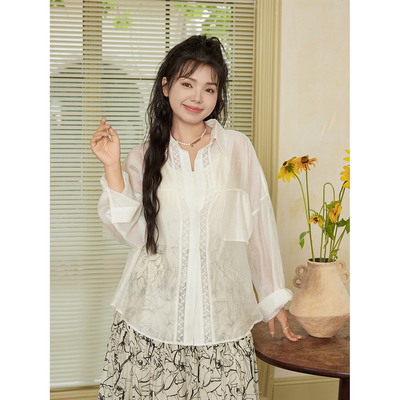 微胖莱赛尔亚麻衬衫宽松休闲款