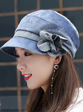 2023年帽子女式帽花朵休闲圆顶帽软沿鸭舌帽短檐贝雷帽复古妈妈帽