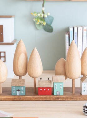 莫兰迪色小森林装饰摆件