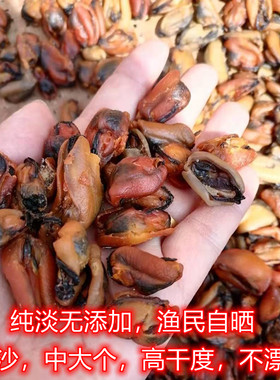 青岛野生贻贝干海虹干淡菜干青口水产干货500g自己晒的干净去蒂
