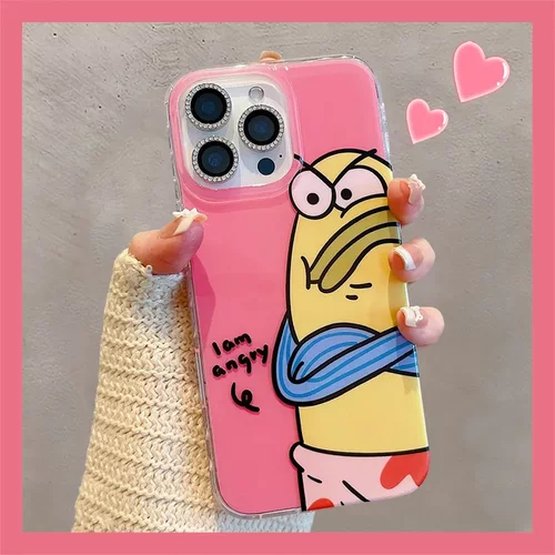 单层比奇堡紫鱼适用iphone16pomax苹果15pr手机壳14新款13卡通11