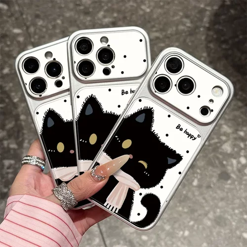 快乐黑猫适用iPhone17promax手机壳苹果16pro新款15pro小众16