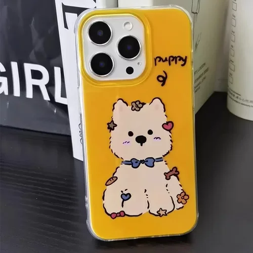 单层黄底西高地适用苹果16promax手机壳iphone15手机壳新款13p