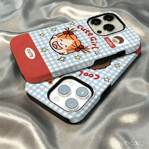 格子女孩适用苹果17promaxiPhone16pro镜头15双层二合一菲林材质