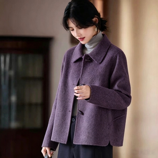 淑女气质大码羊毛呢外套上衣显瘦妈妈装秋冬新款双面绒外套女