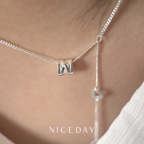 Niceday新款S925纯银曲线弹簧吊坠高级感流苏设计ins百搭锁骨项链