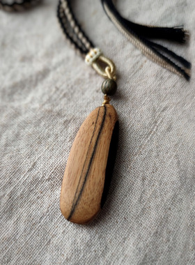 手作木头项链古风个性吊坠毛衣链