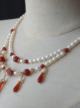 愿君安古风汉服璎珞珍珠玛瑙项链