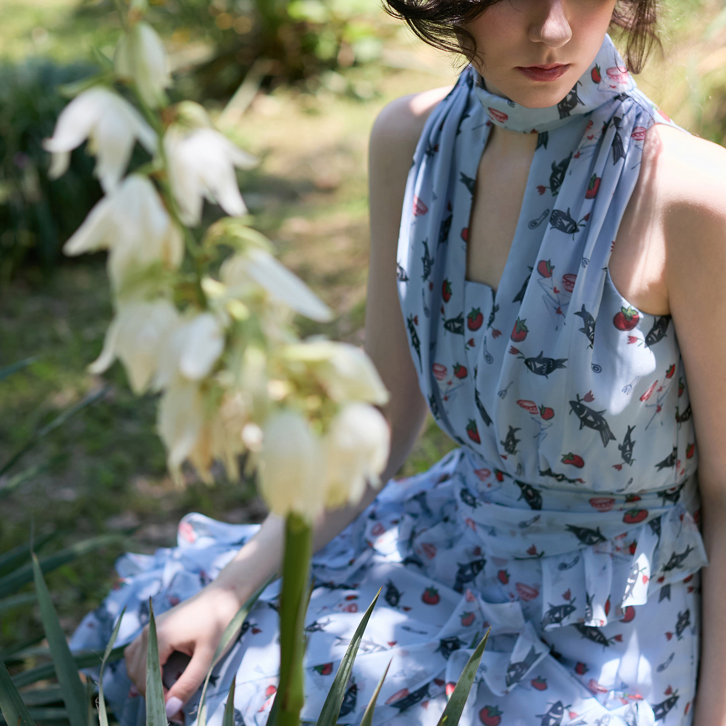 XUNRUO熏若 x ElisabethAnisimow设计师品牌法式小鱼花卉连衣裙