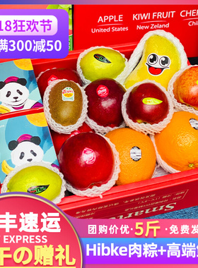 顺丰5斤组合Hibake肉粽+新鲜水果礼盒装高端混搭果篮端午送礼