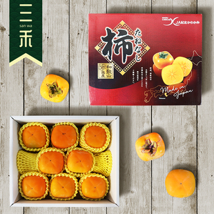 和歌山柿子富有柿品种纯甜不涩爽脆口感礼盒2KG8-9个