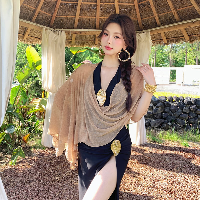 泳衣女长袖分体裙式比基尼四件套拍照海边温泉度假大码微胖mm遮肉