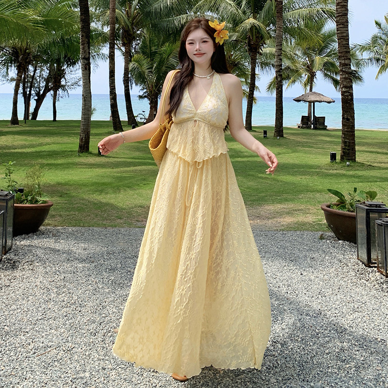 般沐2025新款大码比基尼泳衣女款绝美分体三件套热辣长裙海岛度假