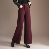 女冬季 长裤 新款 裤 加绒加厚阔腿裤 垂感休闲甩裤 西装 高腰显瘦直筒裤