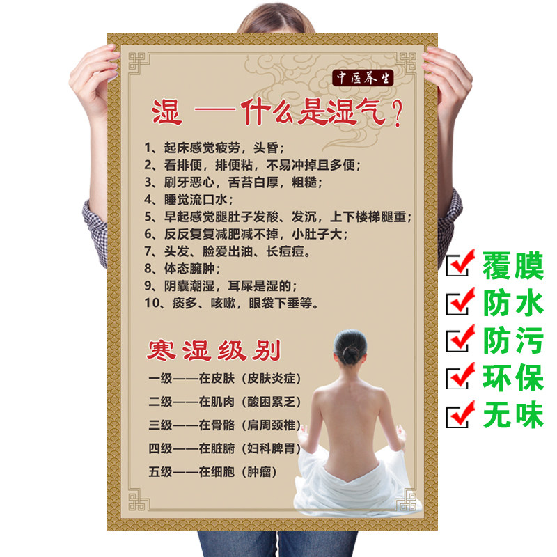 中医养生馆装饰画祛湿气重的表现排毒排酸经络疏通去寒湿症状挂图图片