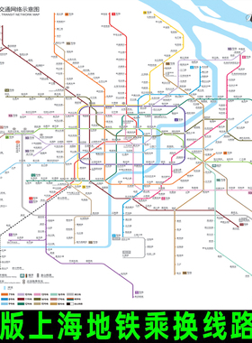 2025年新版上海地铁换乘线路图轨道交通网络示意图海报地铁图线路