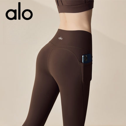 AIo立体提臀健身裤女带兜高腰瑜伽裤无尴尬线跑步紧身收腹运动裤