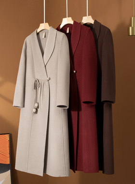 国风双面羊绒大衣女长款过膝高级感秋冬贵夫人妈妈装羊毛呢子外套