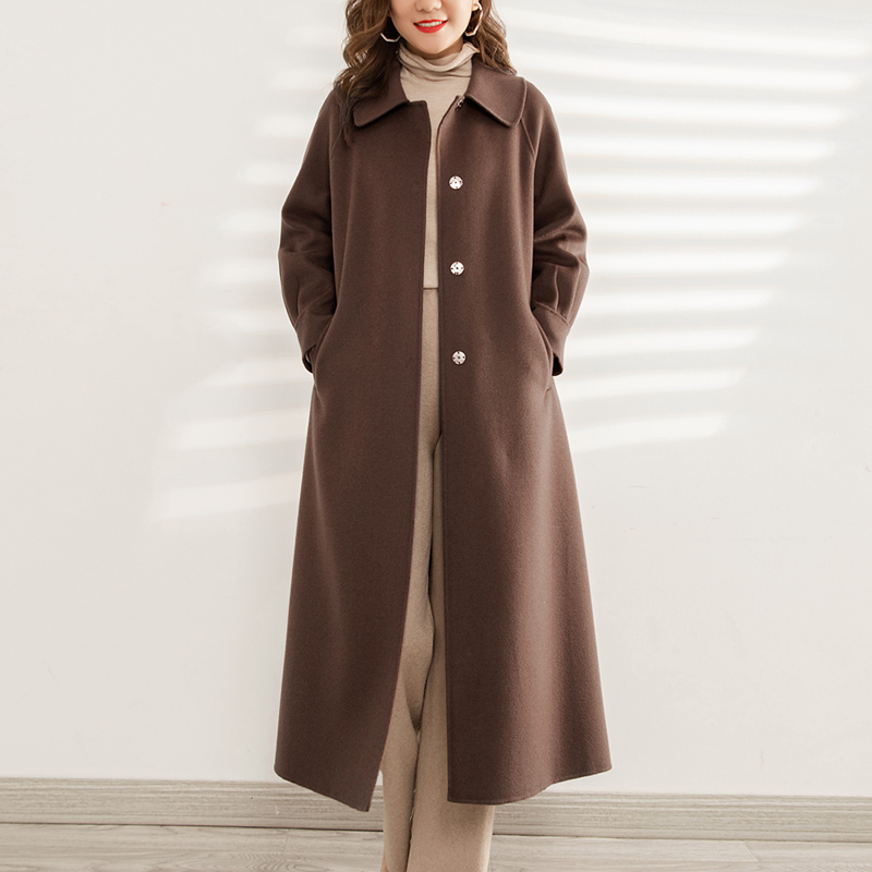 新款妈妈双面羊绒大衣女中长款高端中老年秋冬装宽松羊毛呢子外套