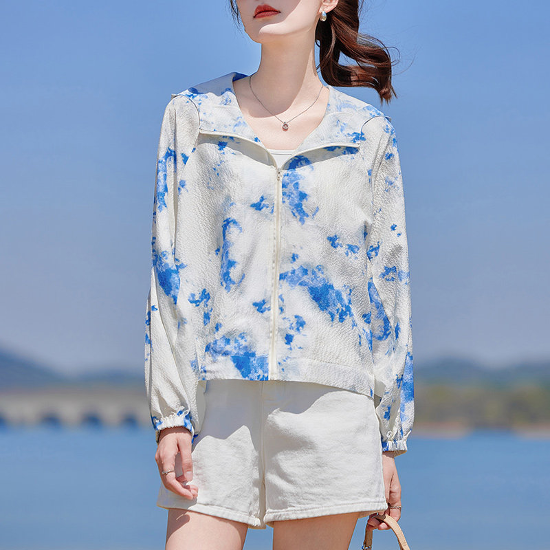 高端真丝防晒衣女装轻薄透气宽松连帽衫上衣服短款桑蚕丝外套夏装