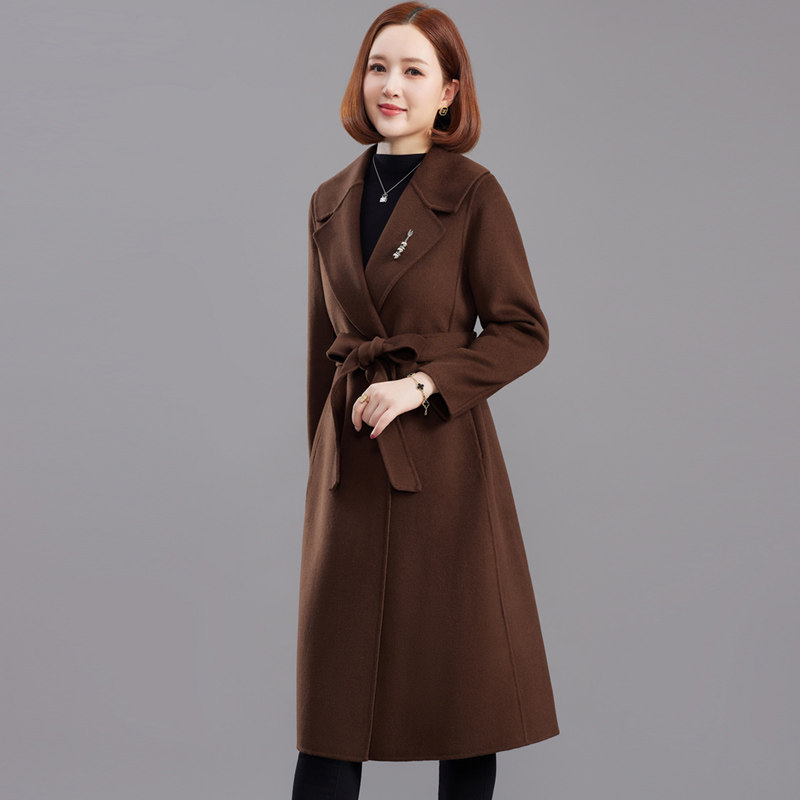 高级感长款双面羊绒大衣毛呢外套