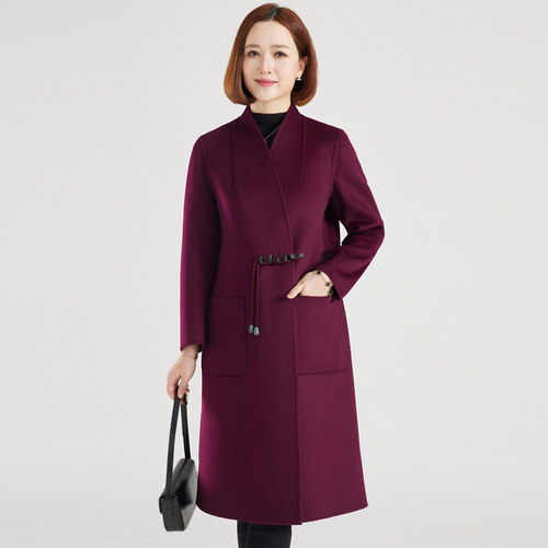100%羊毛中式国风女装双面呢大衣