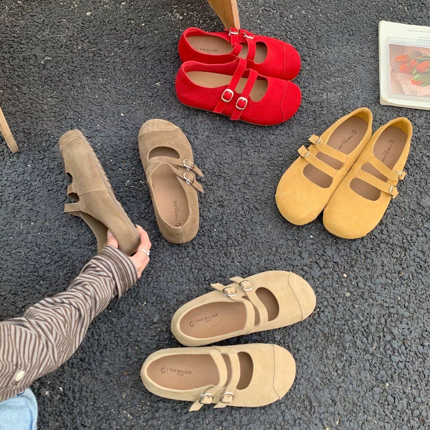 GeGèLV 韩版百搭平底休闲单鞋女2026年新款复古风浅口一字带单鞋,女鞋,浅口单鞋,淘宝优惠券,粉丝福利购,淘宝优惠卷