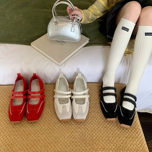 韩版 芭蕾玛丽珍鞋 女2026春季 JIA 一字带方头浅口单鞋 RUI 新款 MEI