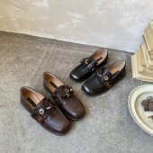 女百搭方头一脚蹬小皮鞋 2026新款 复古英伦风搭扣乐福鞋