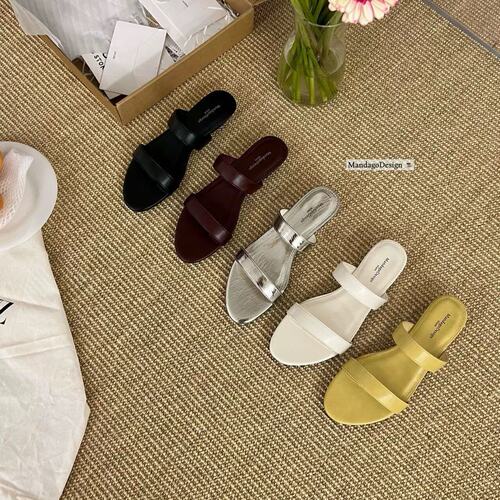MANDAGO芒大果 极简主义一字带拖鞋女外穿夏季低跟气质法式凉拖鞋