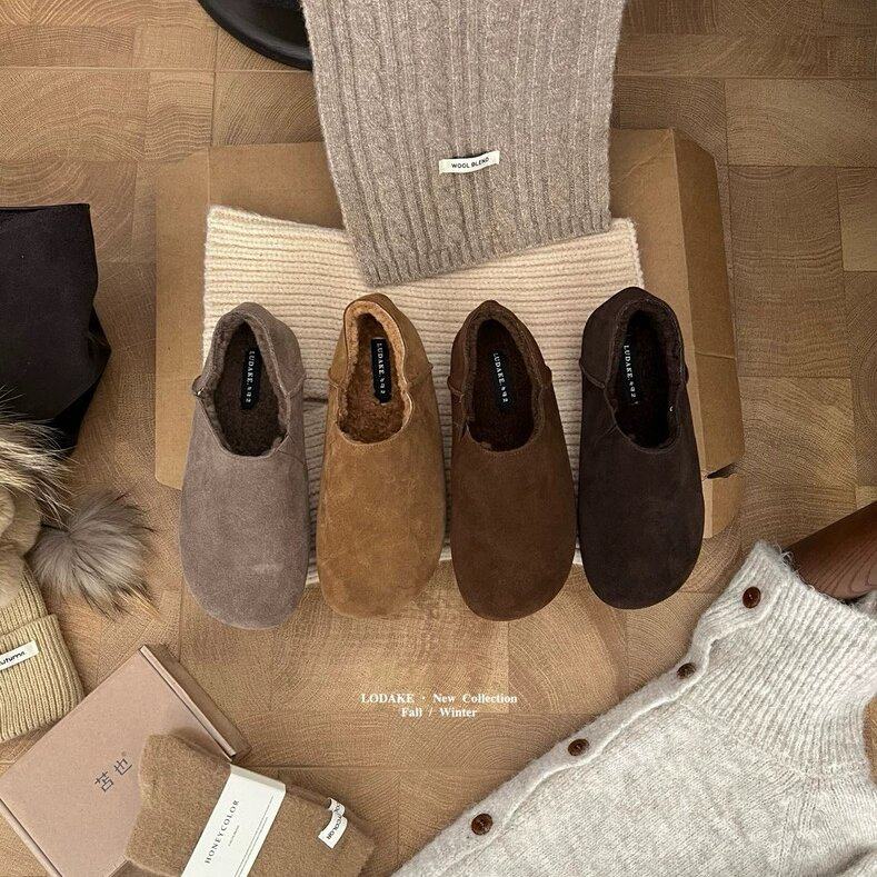 LUDAKE鹿大可 加绒版～极简真皮一脚蹬勃肯单鞋女软底休闲乐福鞋,女鞋,浅口单鞋,淘宝优惠券,粉丝福利购,淘宝优惠卷