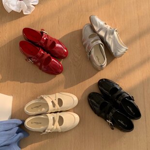 GeGèLV 2026春季新款韩版芭蕾玛丽珍鞋女气质搭扣软底浅口豆豆鞋