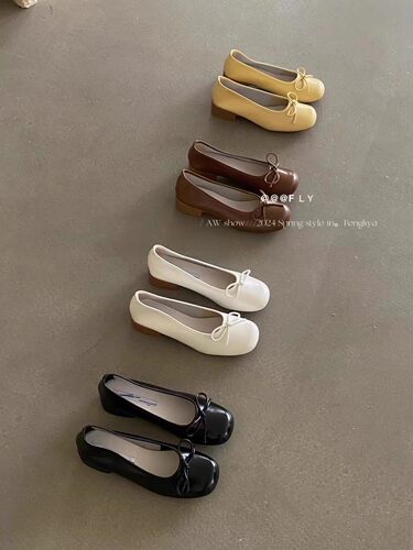 淑女气质圆头蝴蝶结粗跟单鞋