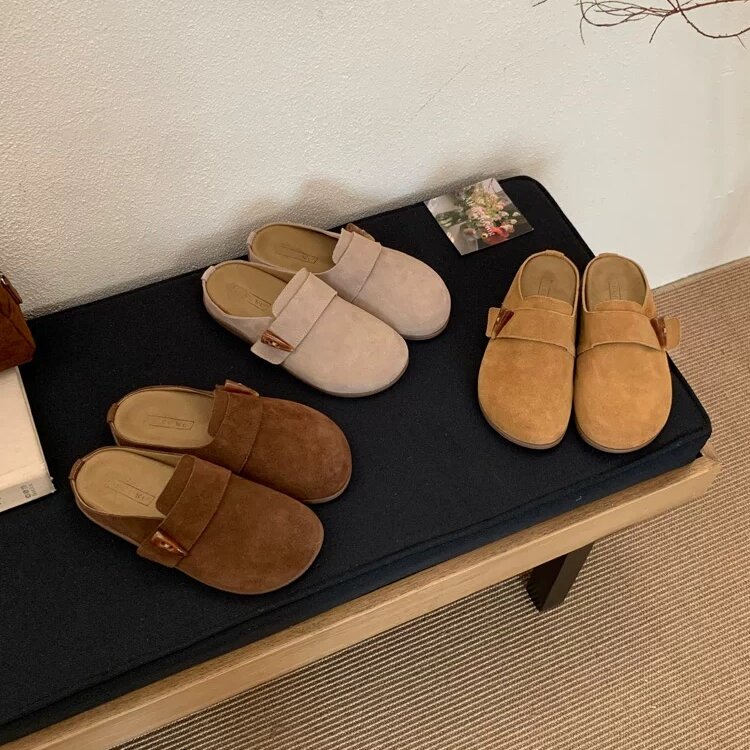 休闲懒人鞋真皮一脚蹬勃肯鞋