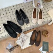 女秋冬蝴蝶结浅口平底瓢鞋 THEMANDAGO芒大果 韩系呢子料芭蕾单鞋