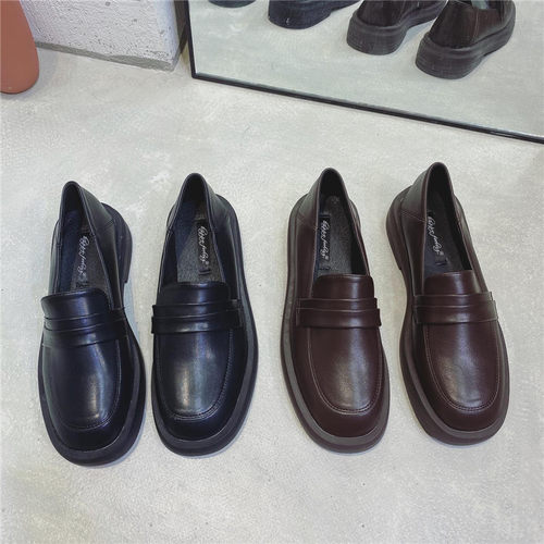 厚底复古风低帮乐福鞋