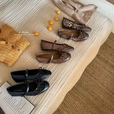 THEMANDAGO芒大果 小众设计感拼接复古玛丽珍鞋女秋新款豹纹单鞋