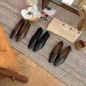 真皮舒适踩跟玛丽珍鞋 THEMANDAGO芒大果韩版 极简方头浅口平底单鞋