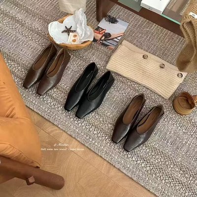 平底单鞋真皮舒适踩跟玛丽珍鞋