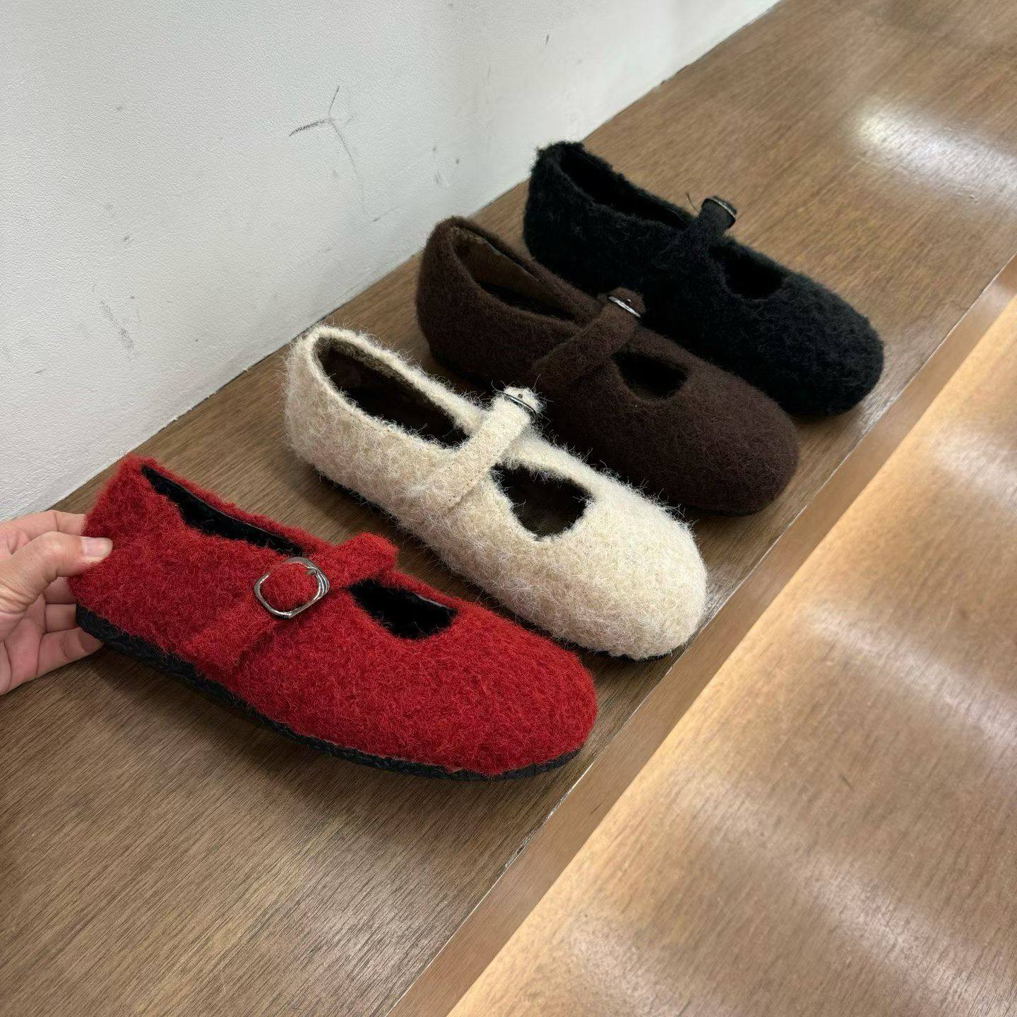 NAIJIAOER 2025秋冬加绒圆头一字扣带玛丽珍棉鞋百搭羊羔毛毛鞋女,女鞋,浅口单鞋,淘宝优惠券,粉丝福利购,淘宝优惠卷