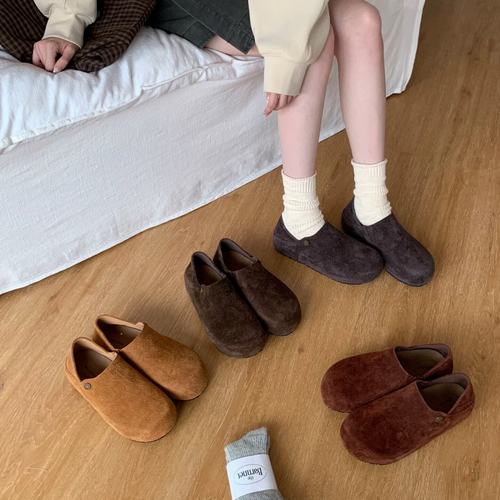 BEILIXUAN 韩版复古厚底勃肯鞋女2025秋季新款时尚圆头一脚蹬单鞋