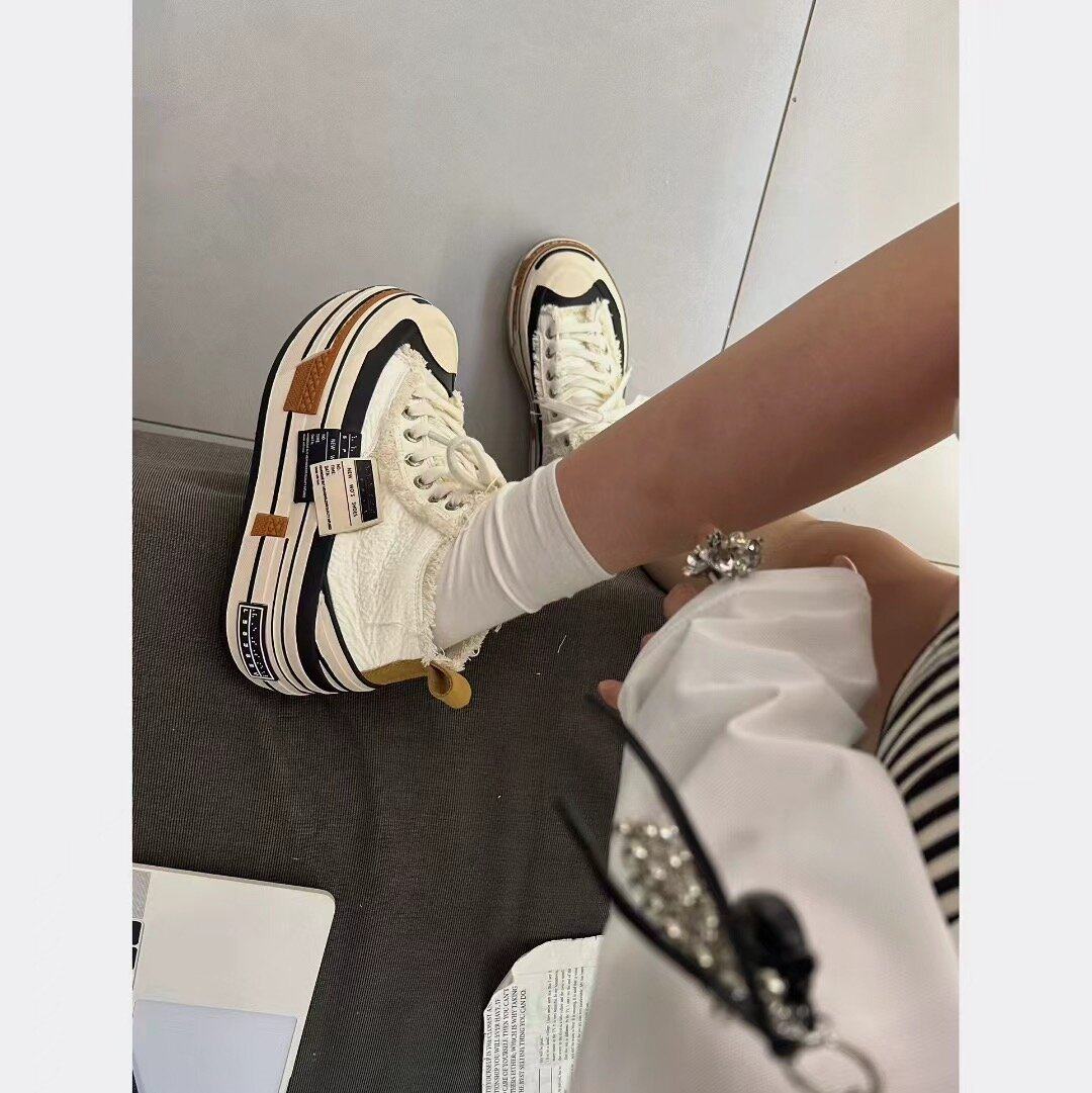 BAHONGLY 乞丐须边增高厚底小白帆布鞋大头开口笑乞丐鞋,女鞋,时尚休闲鞋,淘宝优惠券,粉丝福利购,淘宝优惠卷