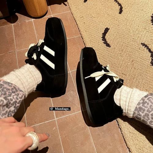 THEMANDAGO芒大果港风经典真皮拼色系带厚底德训鞋休闲百搭面包鞋